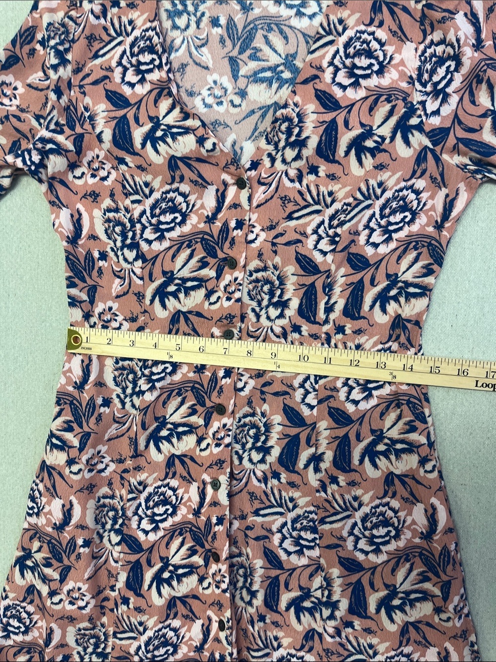 GAP Pink Floral Button Front Dress Pockets Rayon Boho Cottagecore Size 4 - Picture 11 of 16